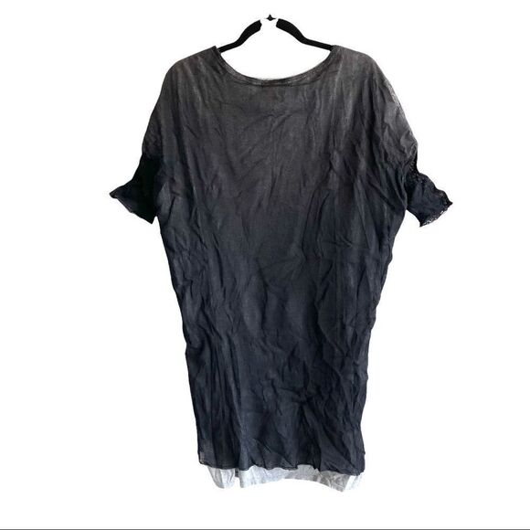 KEDZIOREK Lagenlook Crew Neck Short Sleeve Layered Tunic Dress Black 44 - Picture 11 of 14